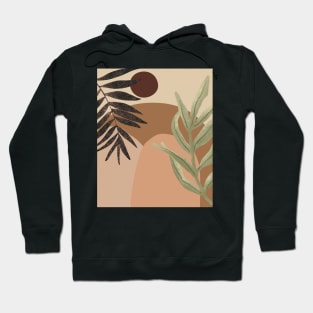 Minimal Modern  Abstract Shapes Black Leaves Warm Tones  Design Hoodie